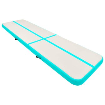 Gymnastiekmat met pomp opblaasbaar 800x100x15 cm PVC groen 2
