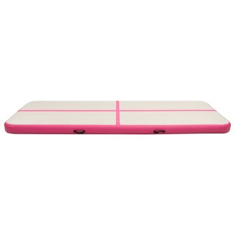 Gymnastiekmat met pomp opblaasbaar 300x100x20 cm PVC roze 3