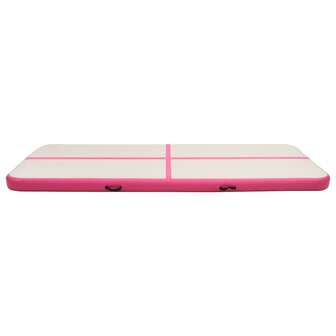Gymnastiekmat met pomp opblaasbaar 400x100x20 cm PVC roze 3