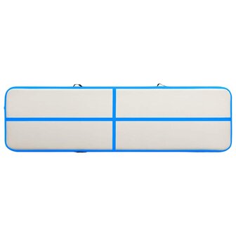 Gymnastiekmat met pomp opblaasbaar 600x100x20 cm PVC blauw 4