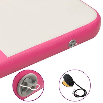 Gymnastiekmat met pomp opblaasbaar 200x200x10 cm PVC roze 6