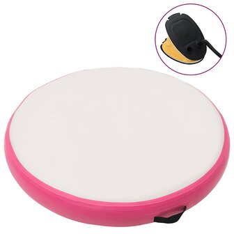 Gymnastiekmat met pomp opblaasbaar 100x100x10 cm PVC roze 1