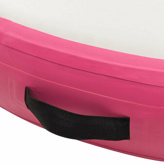 Gymnastiekmat met pomp opblaasbaar 100x100x10 cm PVC roze 6