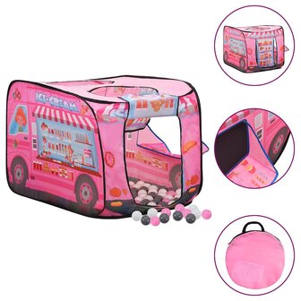Kinderspeeltent met 250 ballen 70x112x70 cm roze 1