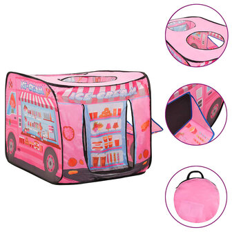 Kinderspeeltent met 250 ballen 70x112x70 cm roze 3