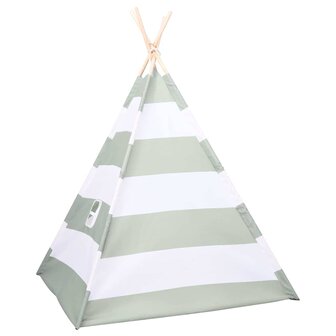 Kindertent Grijs en Wit 120 x 120 x 150 cm Massief grenenhout 3