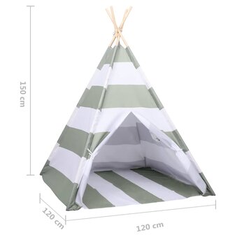 Kindertent Grijs en Wit 120 x 120 x 150 cm Massief grenenhout 7