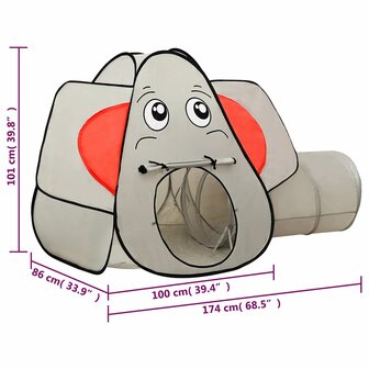 Kinderspeeltent Olifant 174x86x101 cm grijs 9
