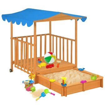 Kinderspeelhuis met zandbak UV50 vurenhout blauw 1