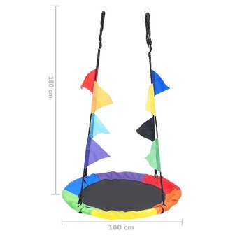 Nestschommel met vlaggetjes 100 cm regenboogkleurig 5