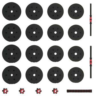 2-in-1 Halter-Barbell Set 30kg Zwart en Rood 5