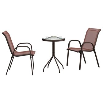 Tuin Bistroset 3 pcs Bruin Staal 3