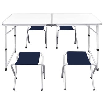 Campingset inklapbaar en verstelbaar 120x60 cm aluminium 2