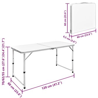 Campingset inklapbaar en verstelbaar 120x60 cm aluminium 7