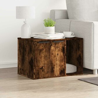 Kattenbakkast 60x40x40 cm bewerkt hout gerookt eikenkleurig 3