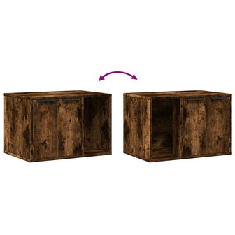 Kattenbakkast 60x40x40 cm bewerkt hout gerookt eikenkleurig 8