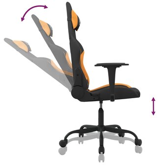 Massage gamestoel stof zwart en oranje 6