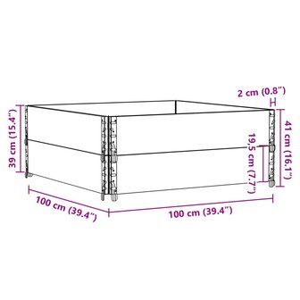 Palletopzetranden 2 st 100x100 cm massief grenenhout bruin 8