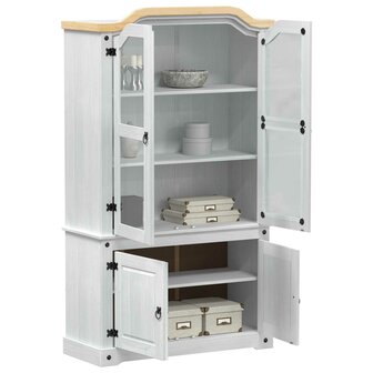 Vitrinekast Wit 103,5 x 42 x 180 cm Massief grenenhout 3