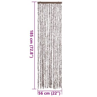 Vliegengordijn 56x185 cm chenille taupe en wit 7