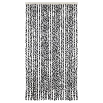 Vliegengordijn 100x220 cm chenille grijs en zwart-wit 3