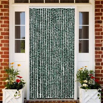 Vliegengordijn 100x200 cm chenille groen en wit 1