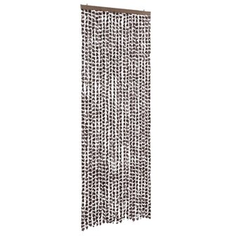 Vliegengordijn 90x200 cm chenille bruin en wit 2