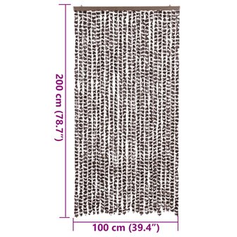 Vliegengordijn 100x200 cm chenille bruin en wit 7