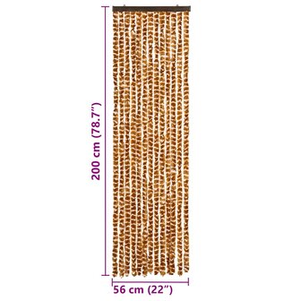 Vliegengordijn 56x200 cm chenille okerkleurig en wit 7