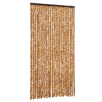 Vliegengordijn 100x230 cm chenille okerkleurig en wit 2