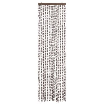 Vliegengordijn 56x200 cm chenille taupe en wit 3