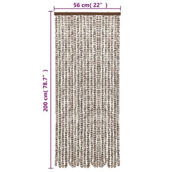 Vliegengordijn 56x200 cm chenille taupe en wit 7
