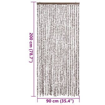 Vliegengordijn 90x200 cm chenille taupe en wit 7