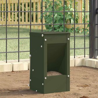 Konijnen voerbak Olijf Groen 12,5 x 12,5 x 25 cm Koudgewalst Staal 1