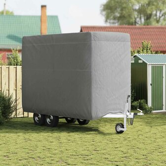 Paardentrailerhoes 396x178x250 cm vliesvlies grijs 1