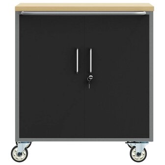 Werkbank met plank met wiel Zwart en Grijs 75 x 45 x 85 cm 5