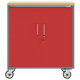 Werkbank Rood en Grijs 75 x 45 x 85 cm Engineered hout en staal 5