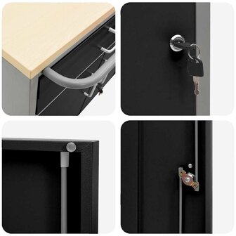 Werkbank met lade met wiel Zwart en Grijs 75 x 45 x 85 cm 8