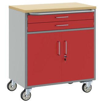 Werkbank Rood en Grijs 75 x 45 x 85 cm Engineered hout en staal 2