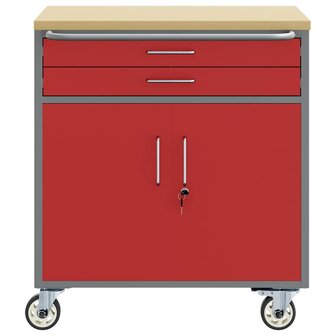 Werkbank Rood en Grijs 75 x 45 x 85 cm Engineered hout en staal 5