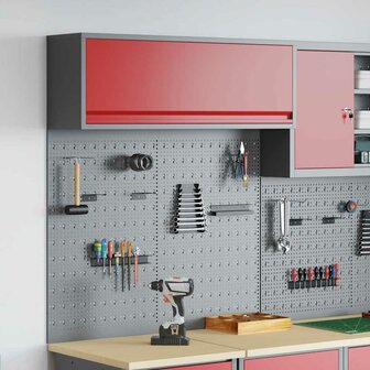Gereedschapskast set met plank 3 pcs Rood Gepoedercoat staal 1