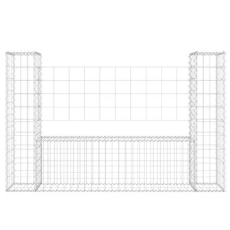 Schanskorf U-vormig met 2 palen 140x20x100 cm ijzer 3