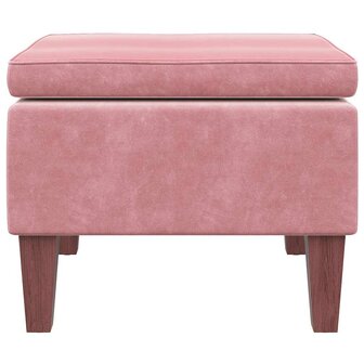 Kruk met houten poten fluweel roze 3