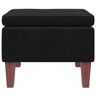 Kruk met houten poten fluweel zwart 3
