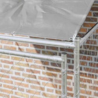 Hondenkooi met Dak Zilver 200 x 200 x 258 cm Staal en PE 3