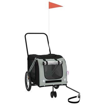 Huisdierfietskar Grijs en Zwart Oxford Stof en IJzer 2