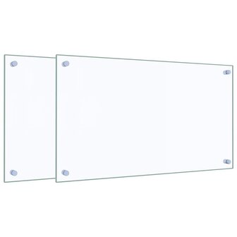 Spatschermen keuken 2 st 70x40 cm gehard glas transparant 2