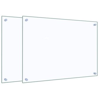 Spatschermen keuken 2 st 70x50 cm gehard glas transparant 2