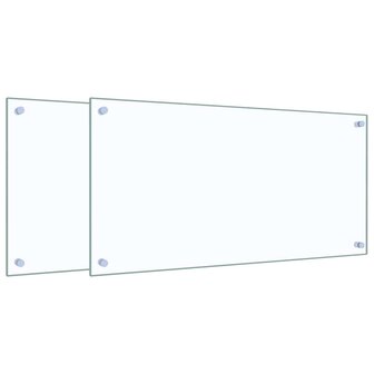 Spatschermen keuken 2 st 80x40 cm gehard glas transparant 2