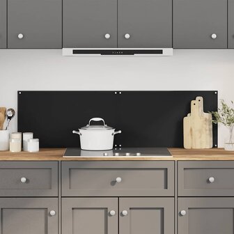 Spatschermen keuken 2 st 70x40 cm gehard glas zwart 1